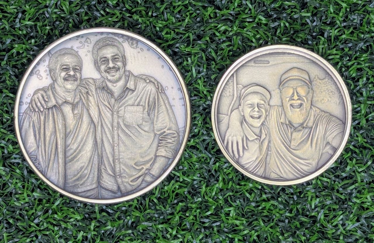 Custom Double-Sided Brass Ball Marker - 50mm Giant
